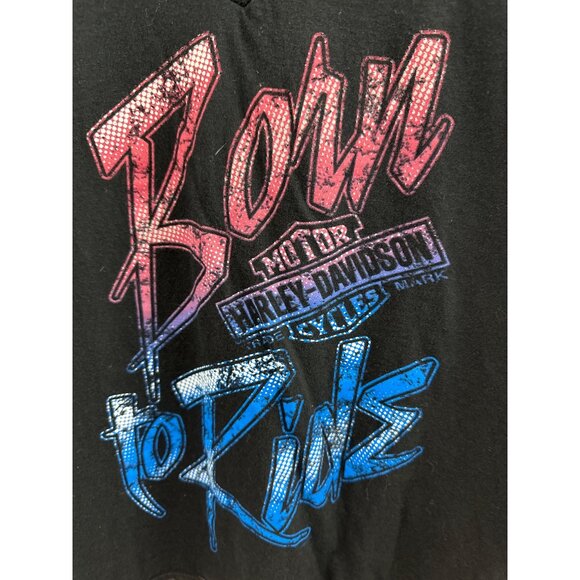 Harley-Davidson Womens "Born To Ride" V-Neck Tee Orlando Florida Black L 100% Co - Picture 4 of 6